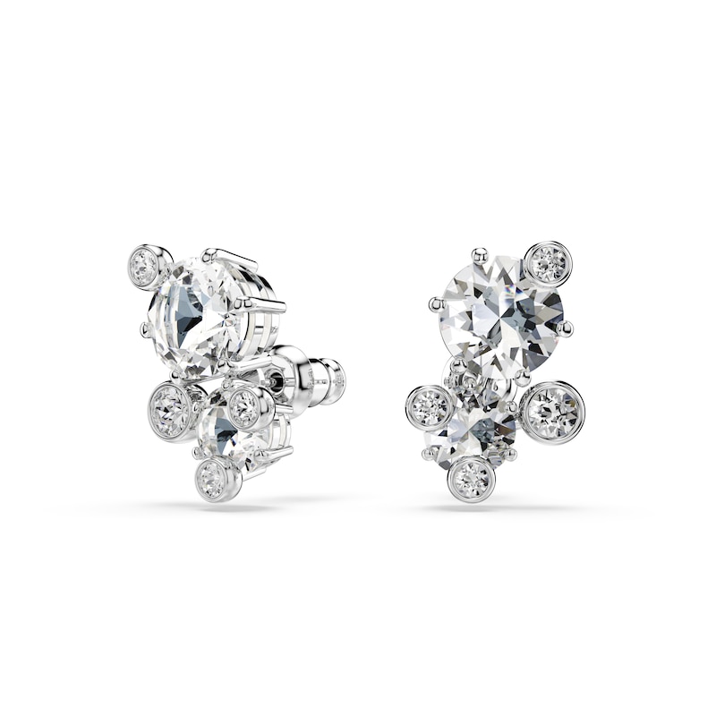 Main Image 2 of Swarovski Constella Silver Tone & Zirconia Stud Earrings