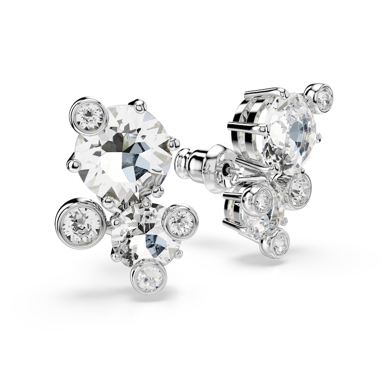 Main Image 3 of Swarovski Constella Silver Tone & Zirconia Stud Earrings