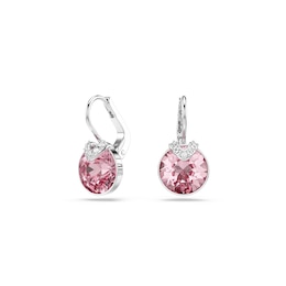 Swarovski Bella Silver Tone & Pink Crystal V Drop Earrings