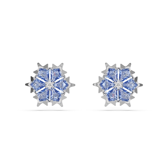 Swarovski Magic Silver Tone and Blue Zirconia Snowflake Stud