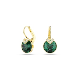 Swarovski Bella Gold Tone & Green Crystal V Drop Earrings