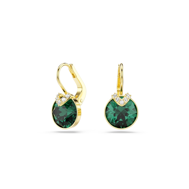 Main Image 1 of Swarovski Bella Gold Tone & Green Crystal V Drop Earrings