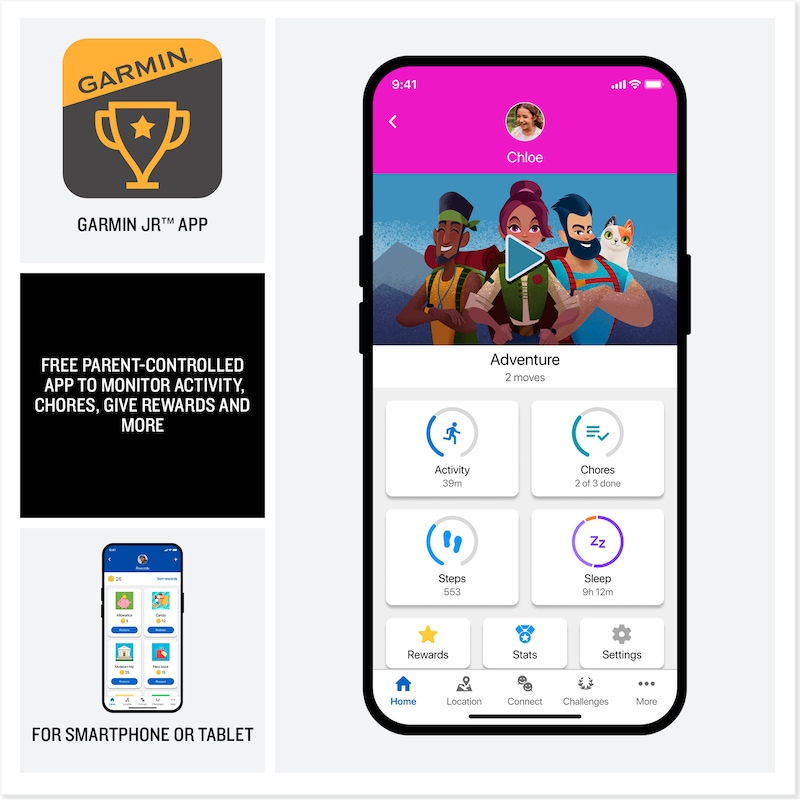 Main Image 5 of Garmin Bounce 2 Children's Light Purple Silicone Strap Smartwatch