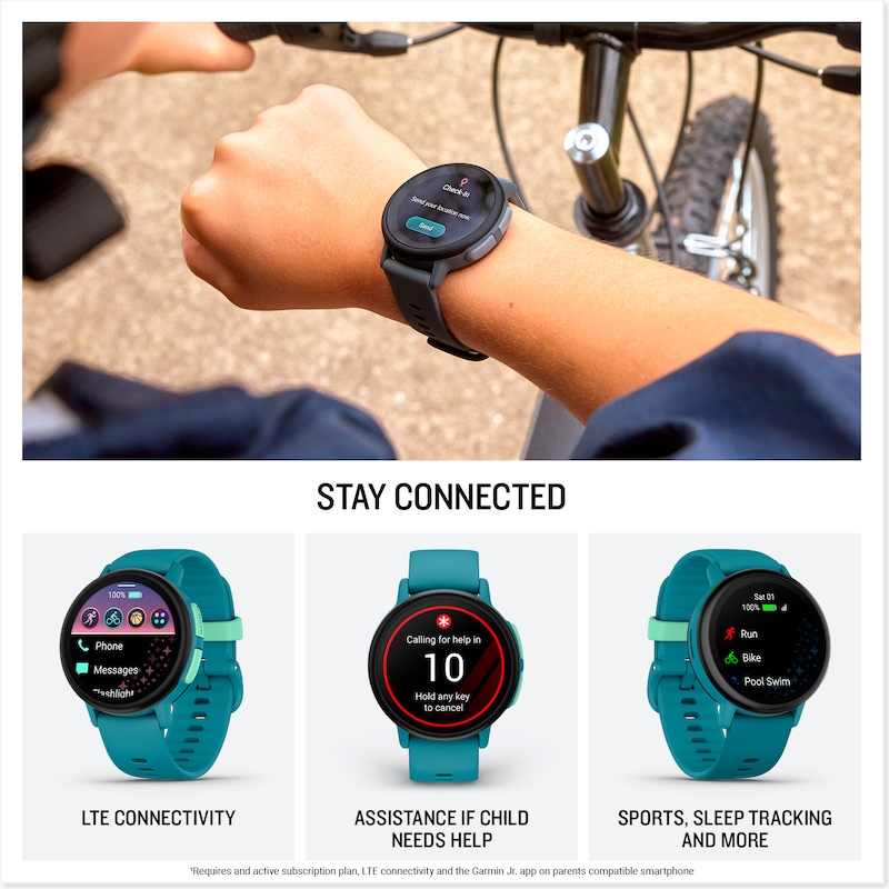 Main Image 5 of Garmin Bounce 2 Children's Turquoise Silicone Strap Smartwatch