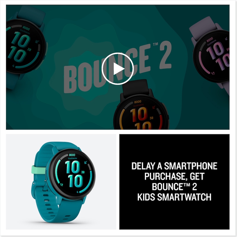 Main Image 8 of Garmin Bounce 2 Children's Turquoise Silicone Strap Smartwatch