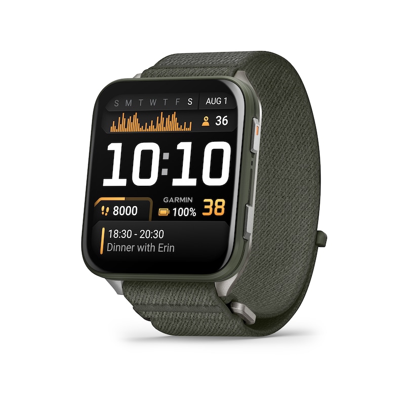 Main Image 1 of Garmin Venu® X1, AMOLED Display Moss Nylon Strap Watch