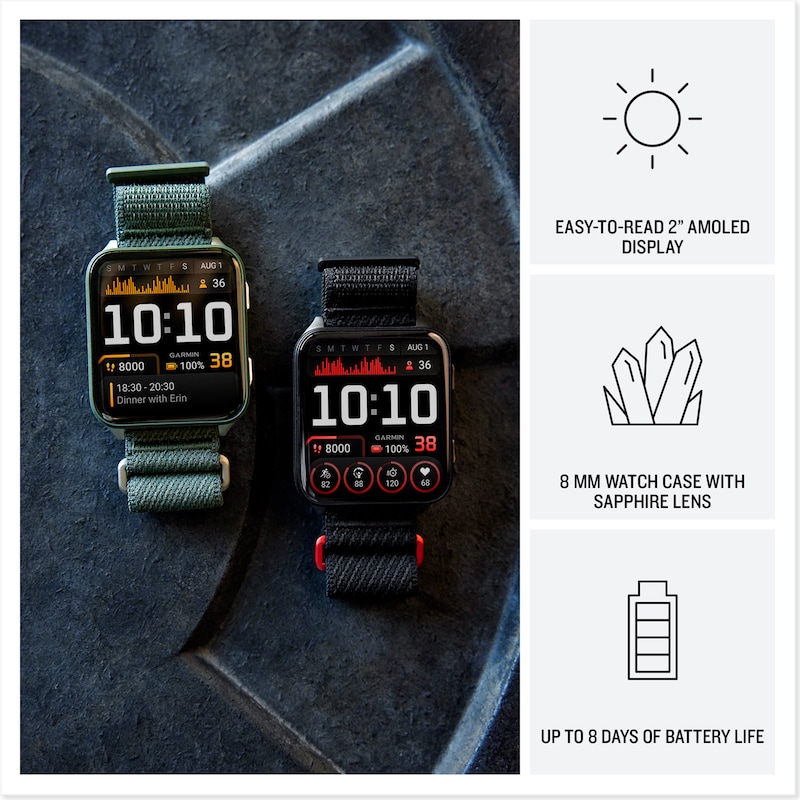 Main Image 3 of Garmin Venu® X1, AMOLED Display Moss Nylon Strap Watch
