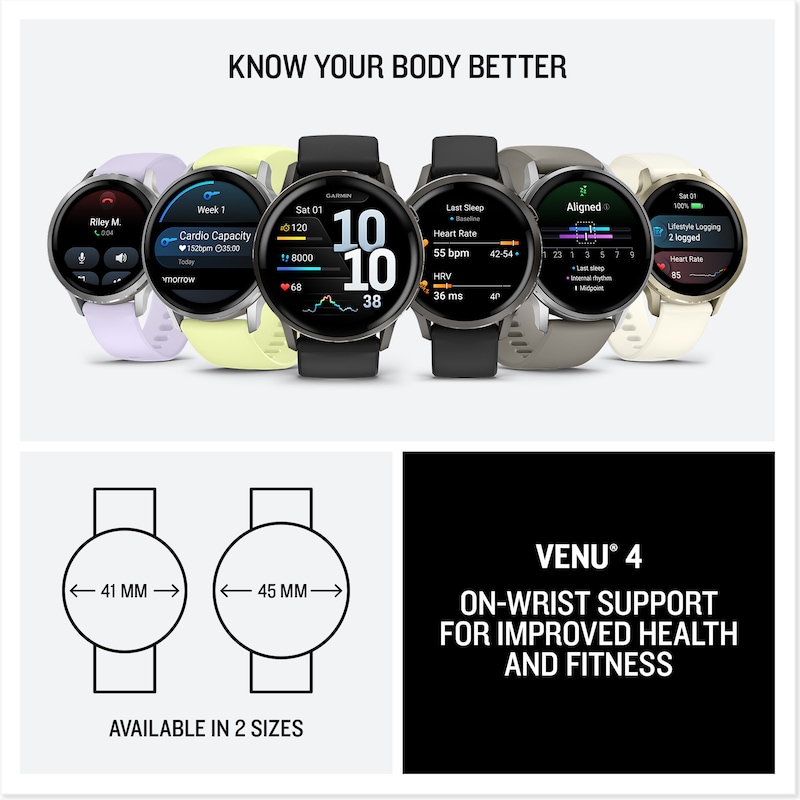 Main Image 7 of Garmin Venu 4 Multi-Colour 45mm Display Lunar Gold Bezel and Light Sand Leather Strap Watch