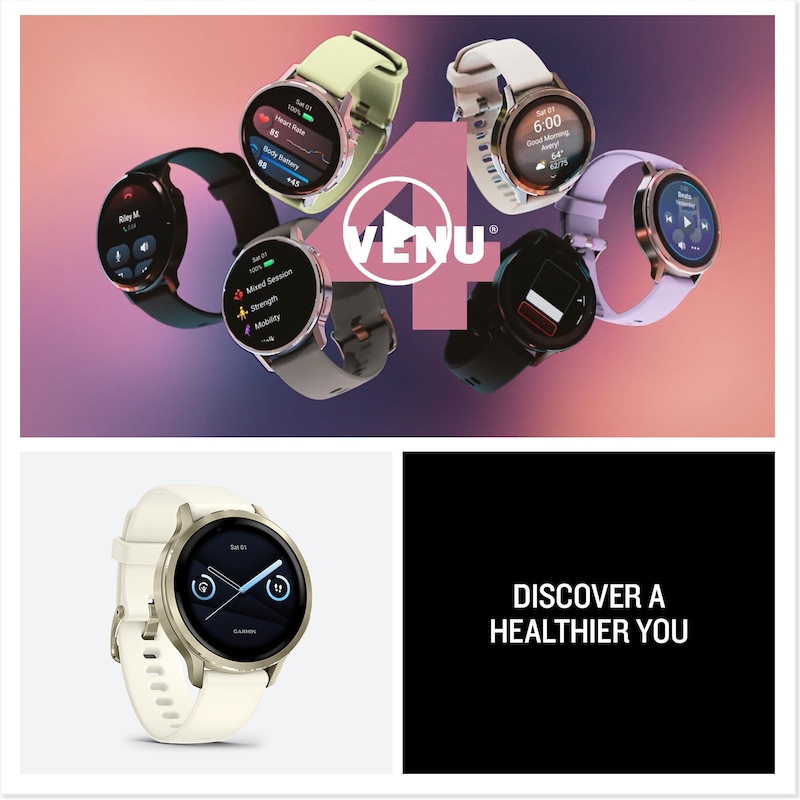 Main Image 8 of Garmin Venu 4 Multi-Colour 45mm Display Lunar Gold Bezel and Light Sand Leather Strap Watch