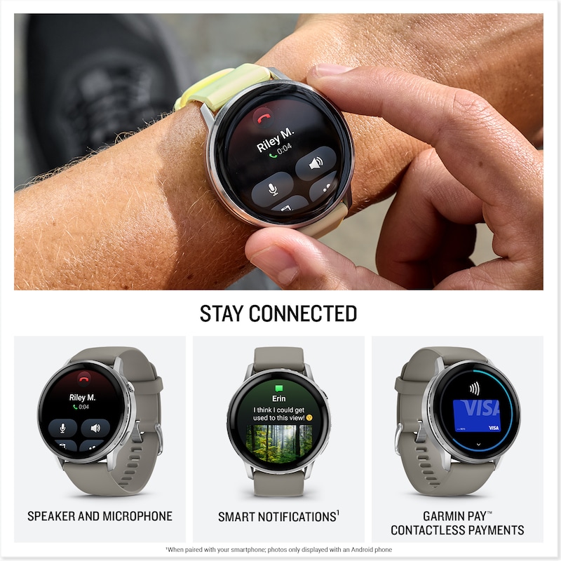 Main Image 4 of Garmin Venu 4 Multi-Colour 45mm Display Black Bezel Dark Brown Leather Strap Watch