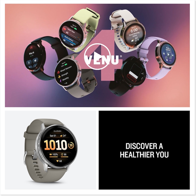 Main Image 8 of Garmin Venu 4 Multi-Colour 45mm Display Black Bezel Dark Brown Leather Strap Watch