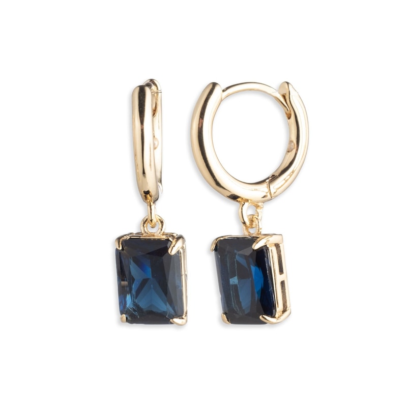 Main Image 1 of Lauren Ralph Lauren Gold Tone & Dark Indigo Huggie Earrings