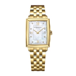 Raymond Weil Toccata Square Mother Of Pearl Diamond Dial & Gold Tone Watch