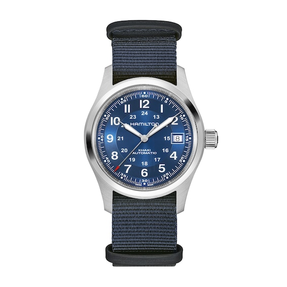 Men's Hamilton Khaki Field Automatic 38Mm Blue Textile Strap Watch