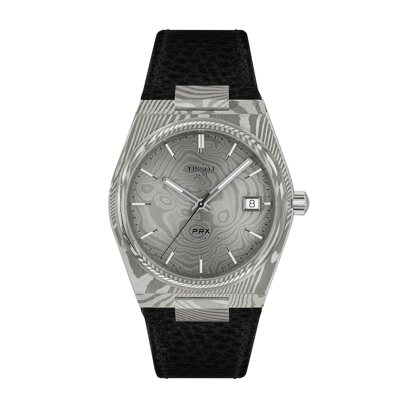 Main Image 1 of Tissot PRX 38mm Marble Stainless Steel & Black Leather Strap Watch