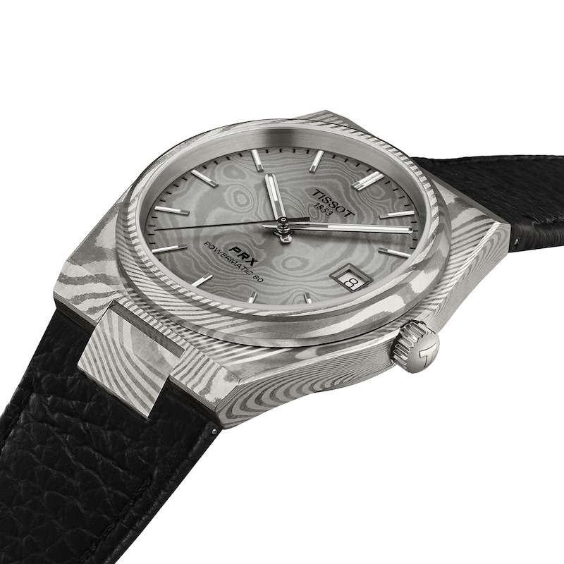 Main Image 2 of Tissot PRX 38mm Marble Stainless Steel & Black Leather Strap Watch