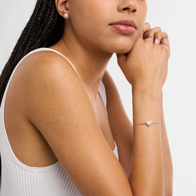 Main Image 4 of Michael Kors Sterling Silver & Cubic Zirconia Pavé Heart Bracelet & Earrings Set