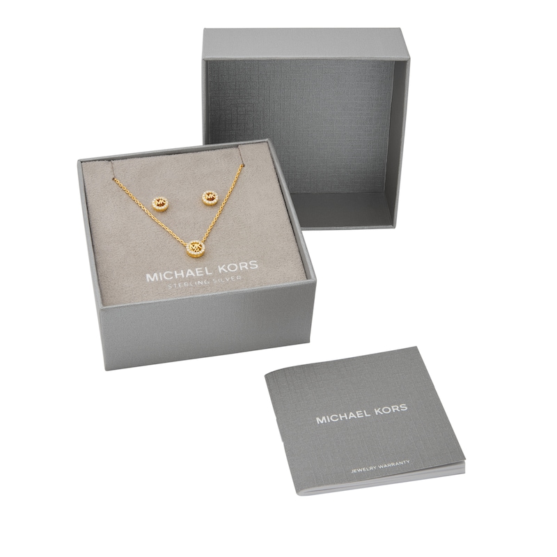 Main Image 5 of Michael Kors 14ct Gold Plated Sterling Silver Pavé Logo Jewellery Set