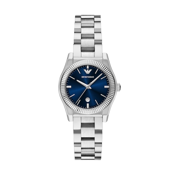 Women's Emporio Armani Blue Dial & Stainless Steel Watch