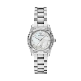 Emporio Armani Women's Mother Of Pearl Dial & Stainless Steel Watch