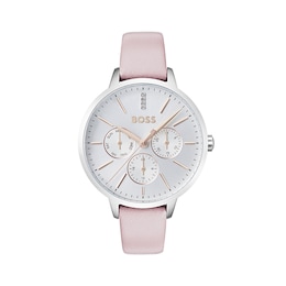 BOSS 'Symphony' 38mm Pink Leather Strap Watch