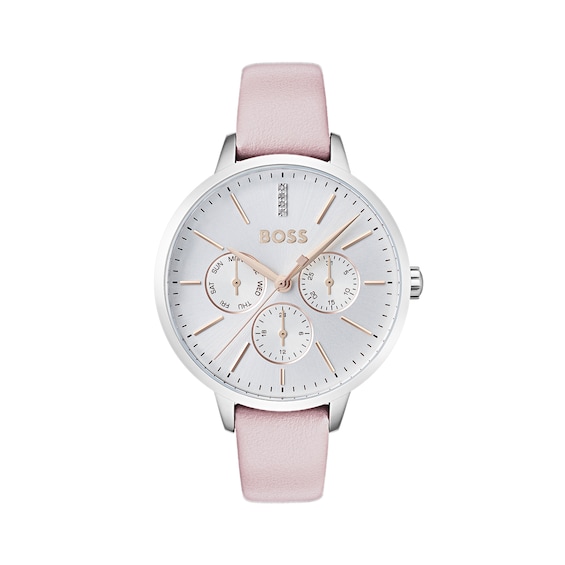 Women's Boss 'Symphony' 38Mm Pink Leather Strap Watch - Image 2
