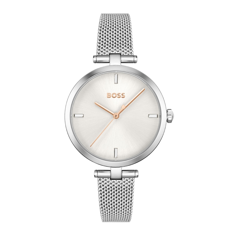 Main Image 1 of BOSS Majesty 32mm Crystal & Stainless Steel Mesh Bracelet Watch