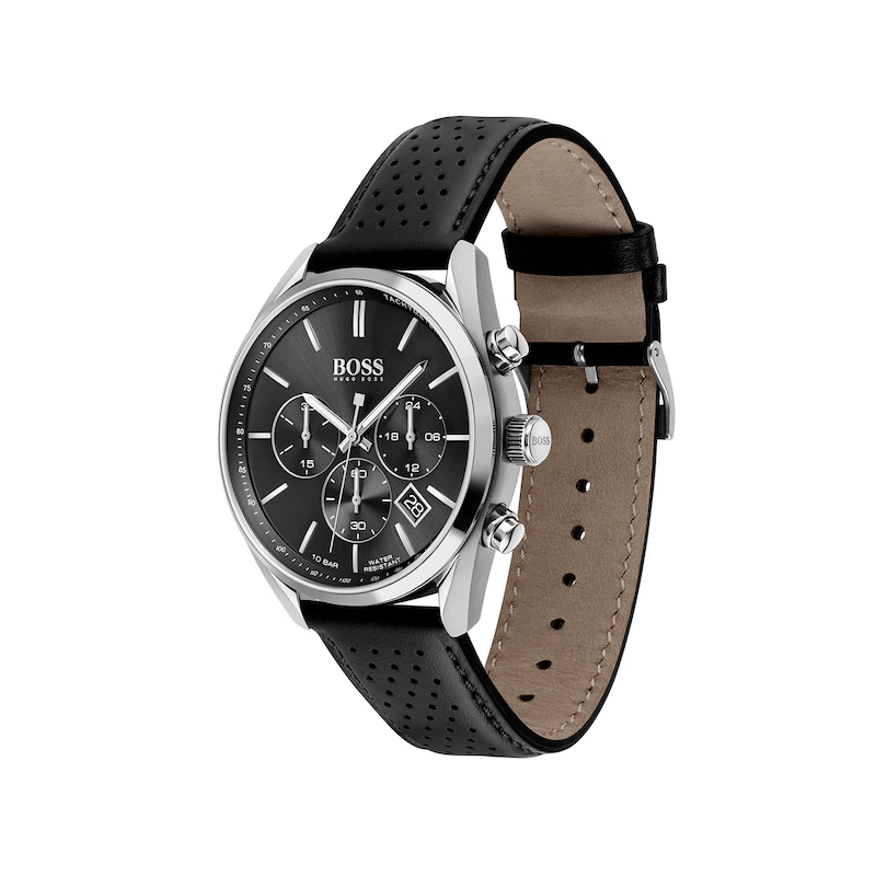 Main Image 3 of BOSS Champion 44mm Chronograph Black Leather Strap Watch