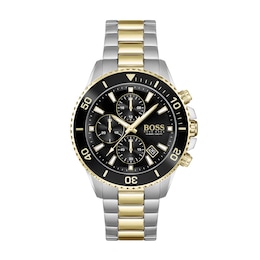 BOSS Admiral 45mm Chronograph Black Dial & Two Tone Bracelet Watch