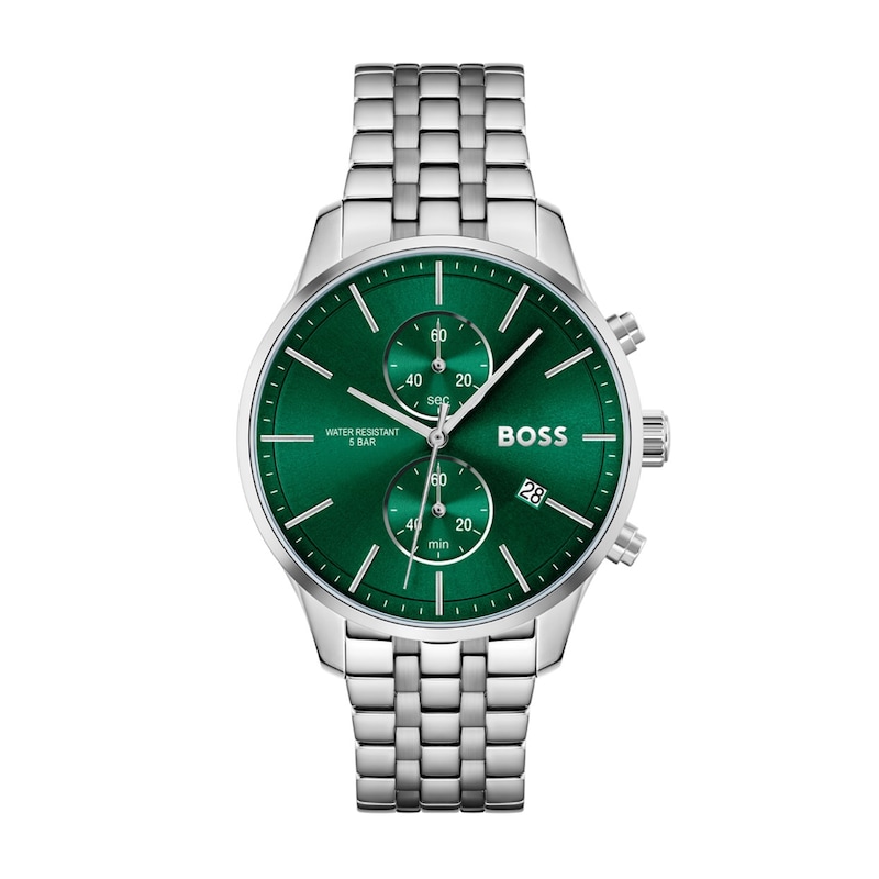 Main Image 1 of BOSS Associate 42mm Chronograph Green Dial & Stainless Steel Bracelet Watch