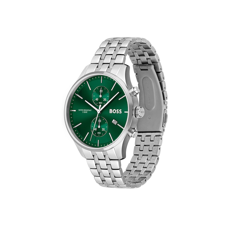 Main Image 3 of BOSS Associate 42mm Chronograph Green Dial & Stainless Steel Bracelet Watch