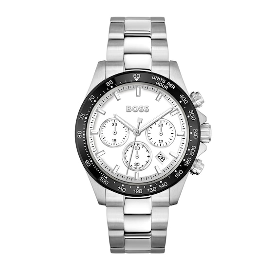 Men's Boss Hero 43Mm Chronograph White Dial & Stainless Steel Bracelet Watch