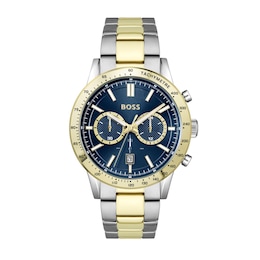 BOSS Allure 44mm Chronograph Blue Dial & Two Tone Bracelet Watch