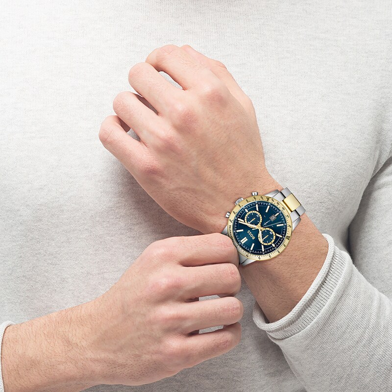 Main Image 3 of BOSS Allure 44mm Chronograph Blue Dial & Two Tone Bracelet Watch