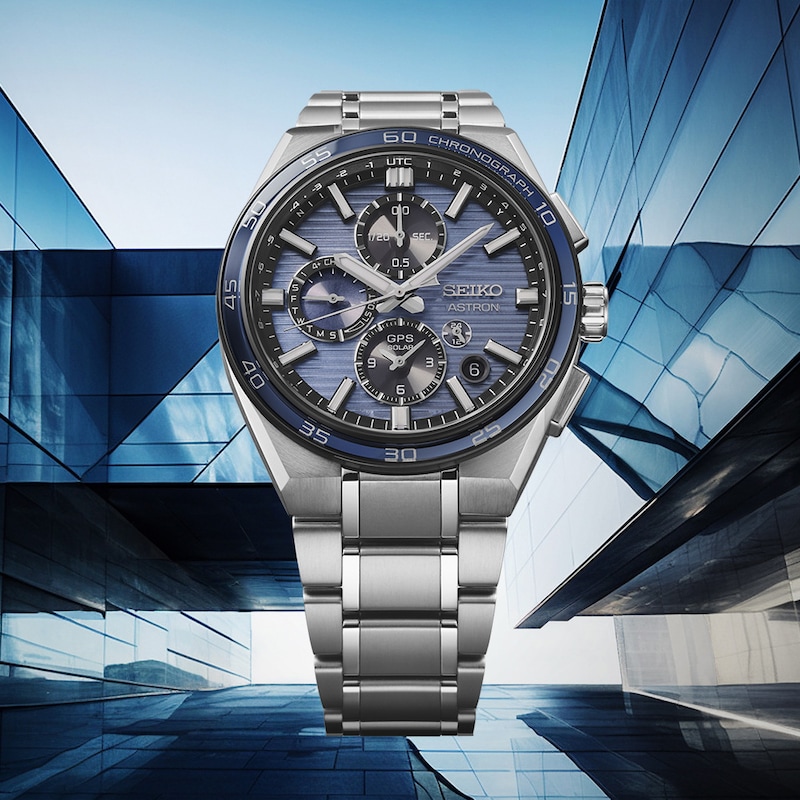 Main Image 7 of Seiko Astron GPS Solar Dual-Time Chronograph Slate Blue Dial & Titanium Watch