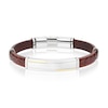 Thumbnail Image 1 of Men's Brown Leather & 18ct Yellow Gold Accent Plaited Magnetic Bracelet