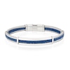 Thumbnail Image 1 of Men's Blue Leather Woven Two Tone Stainless Steel Bracelet