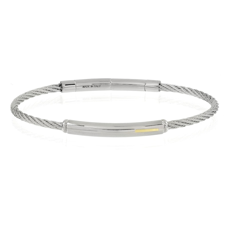 Main Image 1 of Men's Stainless Steel & 18ct Yellow Gold Plated Accent Bracelet