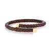 Thumbnail Image 1 of Men's Brown Leather & PVD Yellow Gold Woven Crossover Bracelet