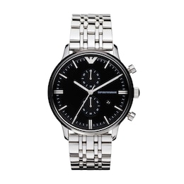 Emporio Armani Men's Chronograph Black Dial & Stainless Steel Watch