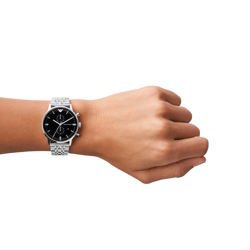 Main Image 4 of Emporio Armani Men's Chronograph Black Dial & Stainless Steel Watch
