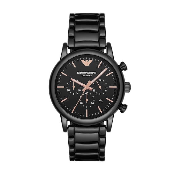 Men's Emporio Armani 43Mm Chronograph Black-Tone Ceramic Watch