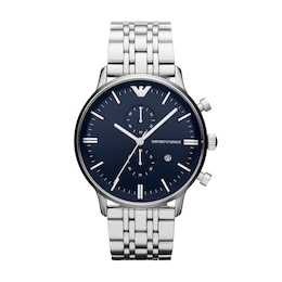 Emporio Armani Men's Chronograph Blue Dial & Stainless Steel Watch