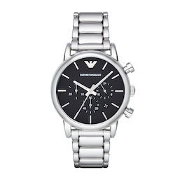Emporio Armani 41mm Men's Chronograph Black Dial & Stainless Steel Watch