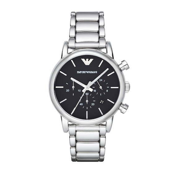 Emporio Armani 41mm Mens Chronograph Black Dial and Stainles