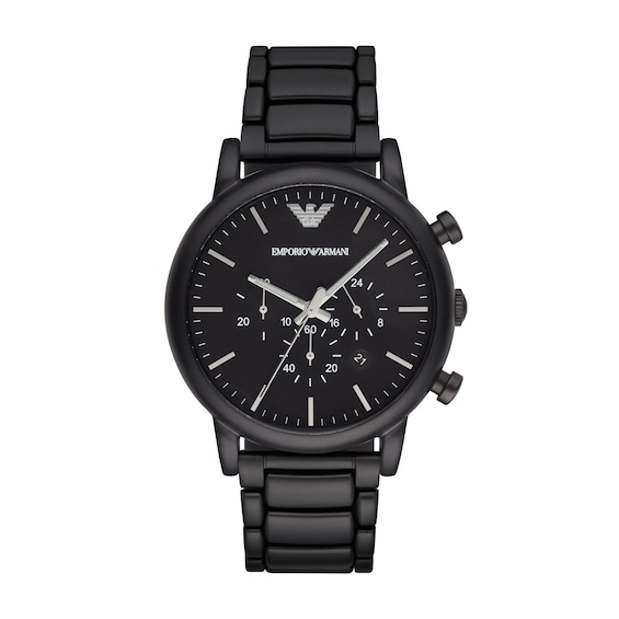 Emporio Armani 46mm Mens Chronograph Black-Tone Stainless St