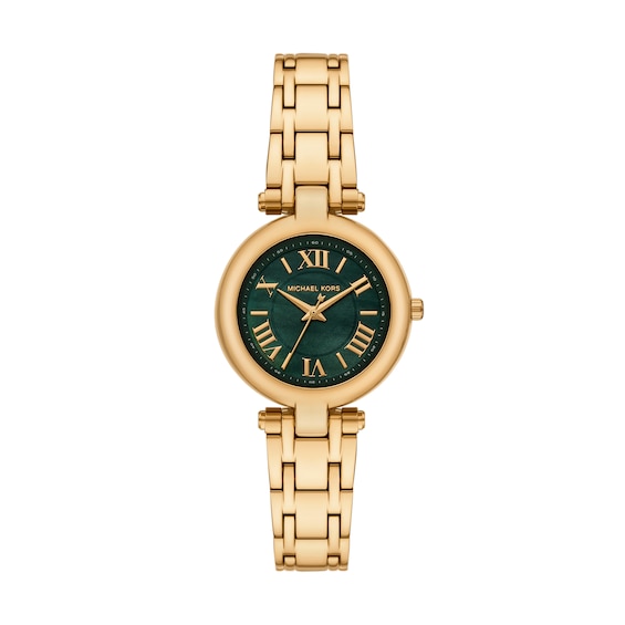 Women's Michael Kors Laney Green Dial & Gold Tone Watch