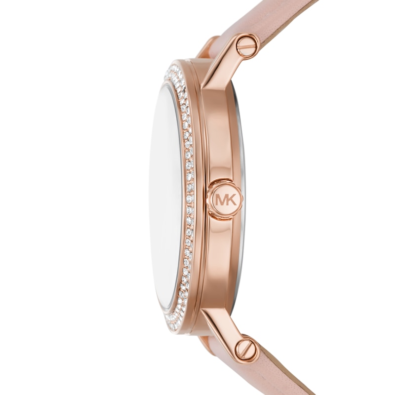 Main Image 2 of Michael Kors Corey Women's Pavé Pink Leather Strap Watch