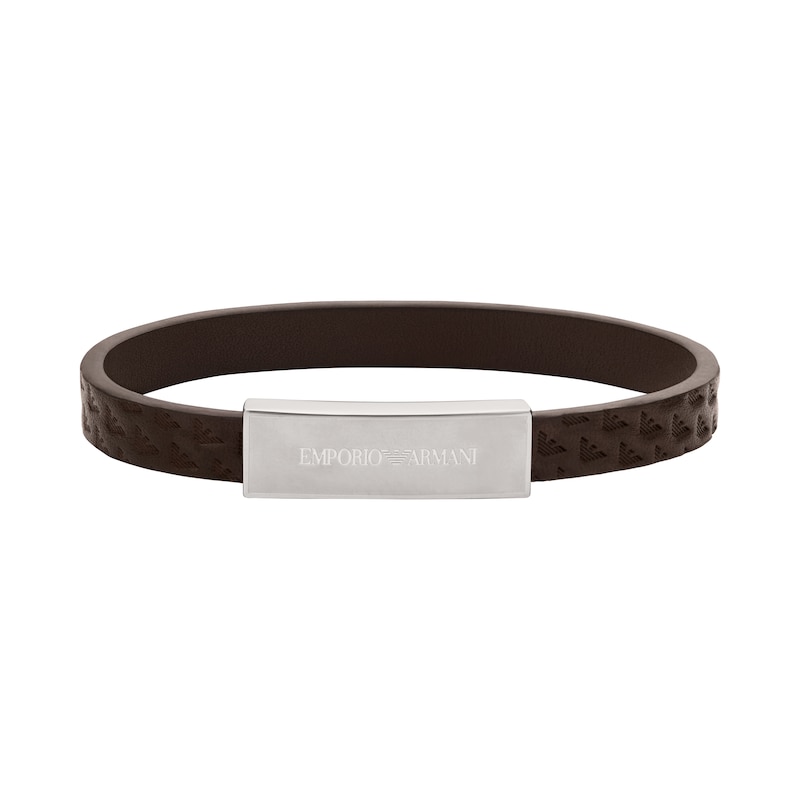 Main Image 1 of Emporio Armani Men's Brown Leather ID Bracelet