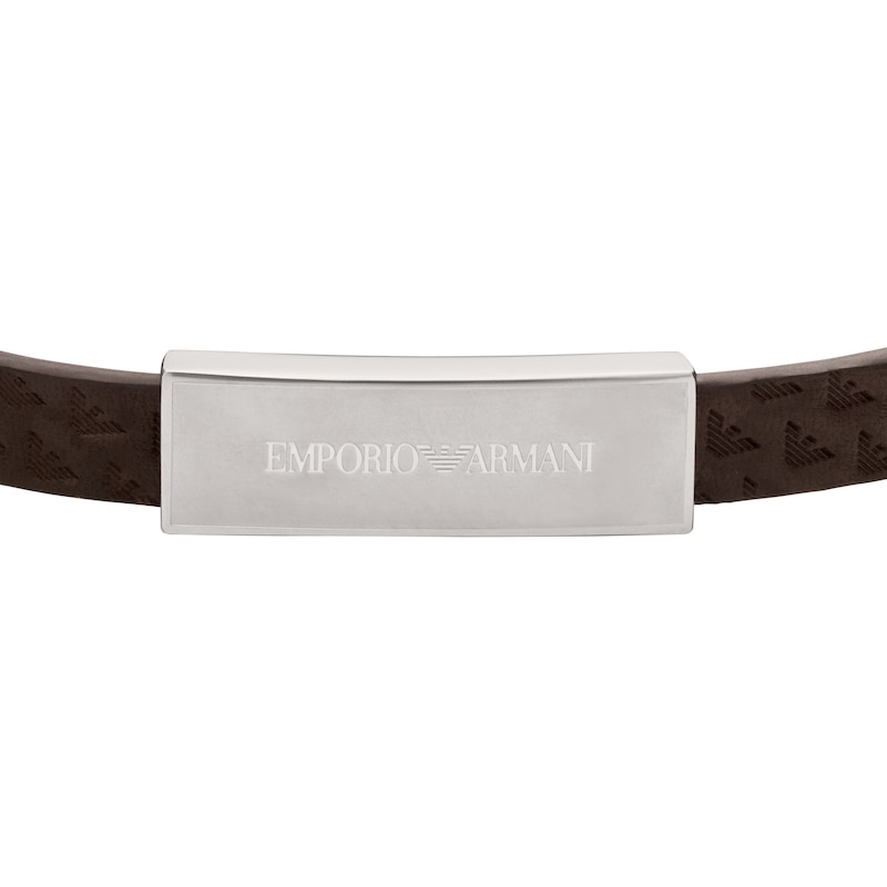 Main Image 2 of Emporio Armani Men's Brown Leather ID Bracelet